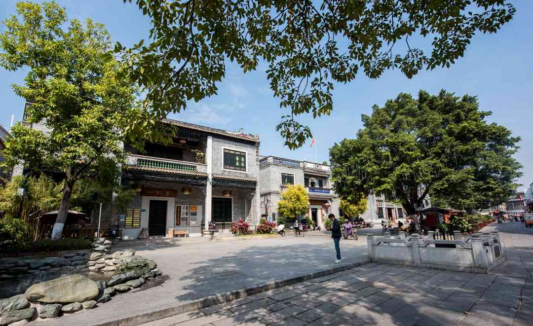 广州沙湾特色景观,高高的院墙密密麻麻铺满蚝壳,外地罕见
